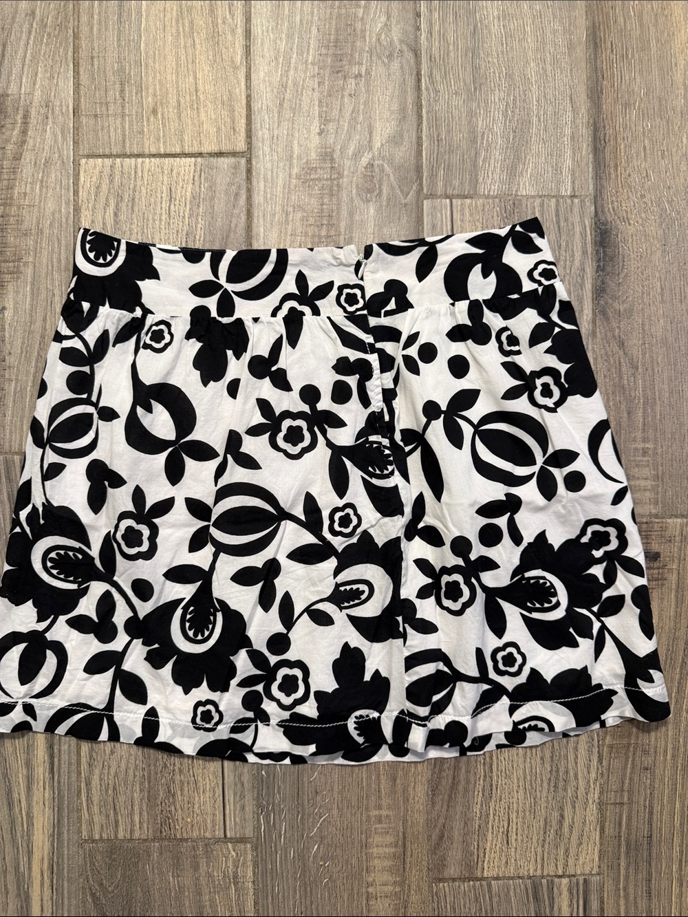 Black & White Floral A-Line Skirt